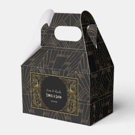 Caja Para Regalos Glamoroso Peacock Gold Black Art Deco Boda