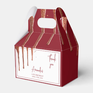 Caja Para Regalos Glamoroso Rosa Oro Purpurina Drip Sweet 16 Cumplea