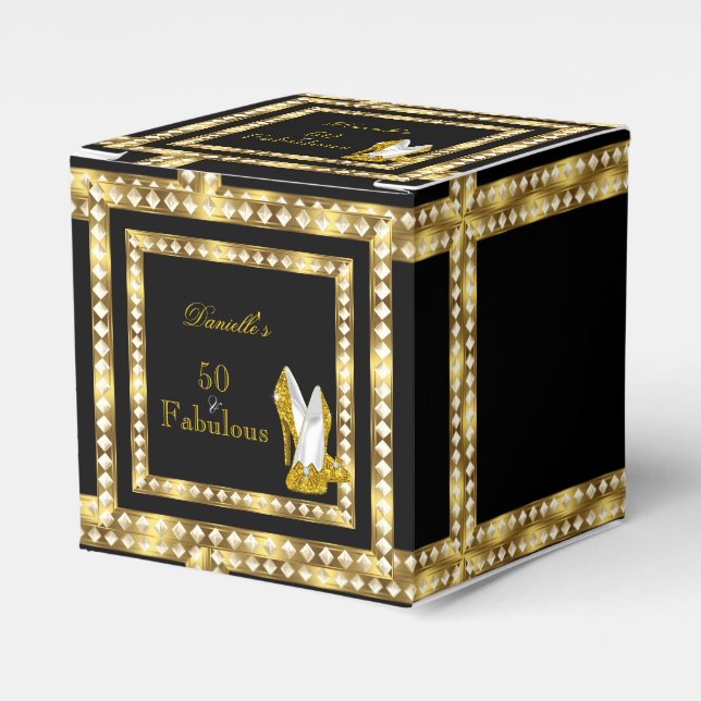 Caja Para Regalos Glamour retro Hollywood Fabulous 50 Gold Deco Box (Costado Anverso)