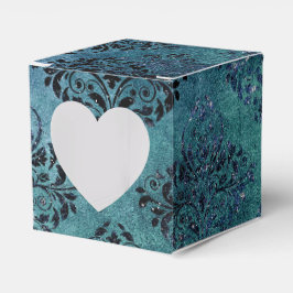 Caja Para Regalos Glimmer Damask Antiguo Azul Medianoche