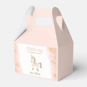 Caja Para Regalos Glitter unicornio acuarela pastel Cumpleaños front