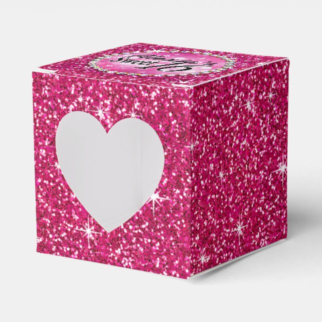 Caja Para Regalos Glitz Bling Purpurina Sparkle | fuchsia (Anverso)