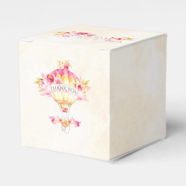 Caja Para Regalos Globo aerostático rosas rosadas doradas y amarilla