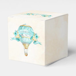 Caja Para Regalos Globo aerostático turquesa oro amarillo rosas