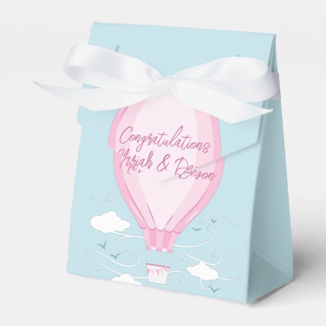 Caja Para Regalos Globo de aire caliente Baby Shower Pink (Front Side)
