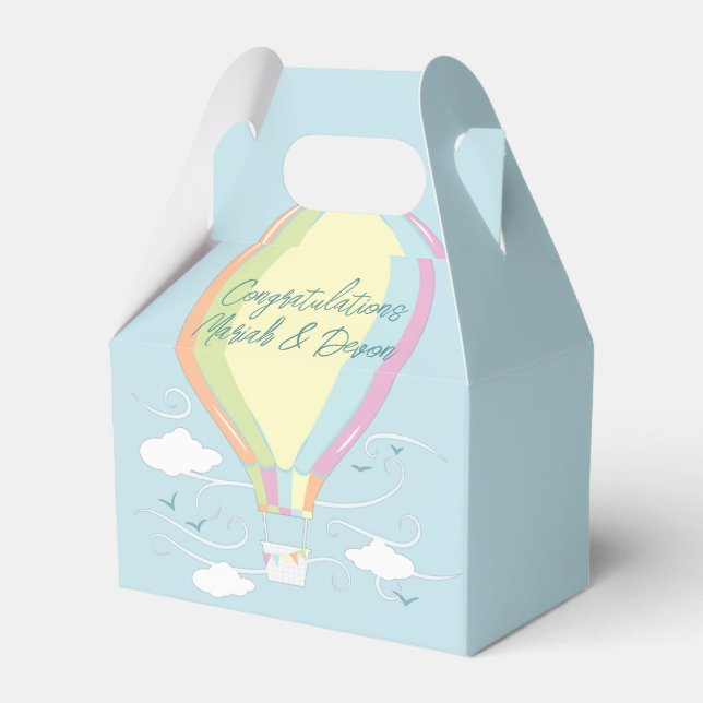 Caja Para Regalos Globo de aire caliente Baby Shower Rainbow (Front Side)