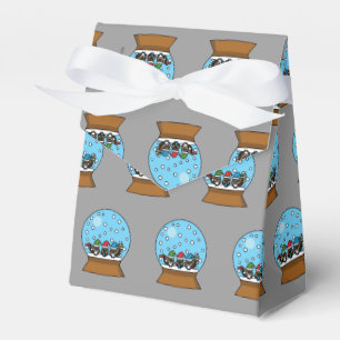 Caja Para Regalos Globo de Nieve con Tres Búhos Gnomo