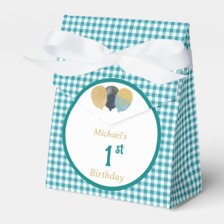 Caja Para Regalos Globo de Purpurina de Gingham Azul Turquesa Person