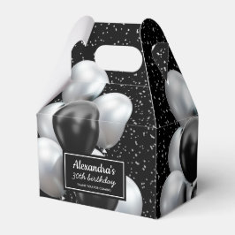 Caja Para Regalos Globo Gris Negro Chic Gracias Cumpleaños
