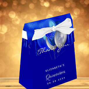 Caja Para Regalos Globos azules reales de Quinceanera gracias