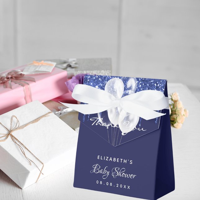 Caja Para Regalos Globos blancos azul marino de Baby Shower gracias (Subido por el creador)