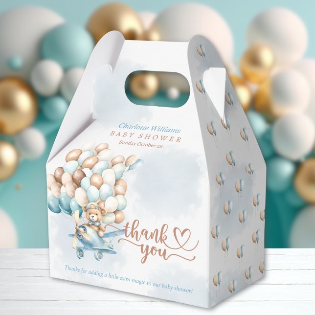 Caja Para Regalos Globos Blue Boy Teddy Bear (We can bearly wait baby shower favor box, bear gift, cute teddy bear, we can bearly wait invite,)
