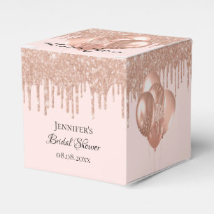 Caja Para Regalos Globos de brillo rosa dorado para despedida de sol