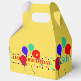 Caja Para Regalos Globos de cumpleaños con puntos polka amarillo