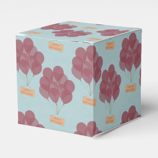 Caja Para Regalos Globos de cumpleaños felices (Costado Anverso)