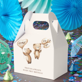 Caja Para Regalos Globos de osito de peluche para gemelos cumpleaños