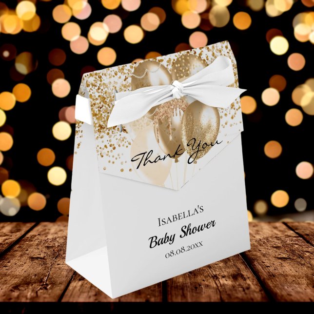Caja Para Regalos Globos purpurinas de oro blanco de Baby Shower gra (Subido por el creador)