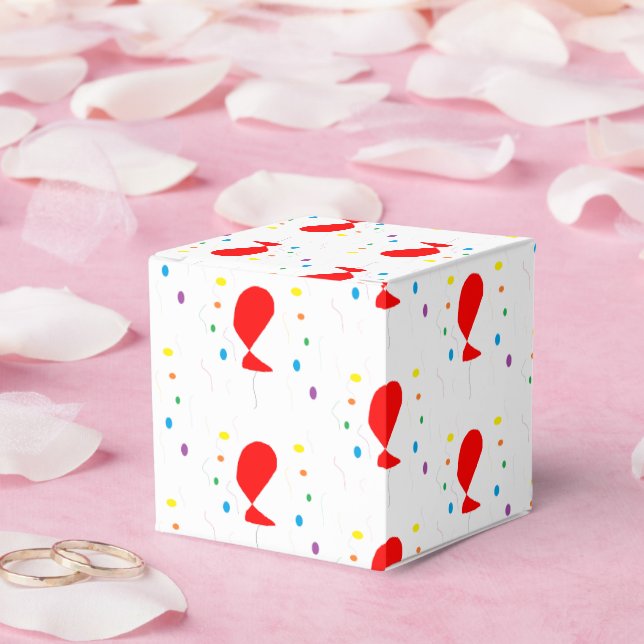 Caja Para Regalos Globos rojos fiestas y confeti sobre blanco (Boda)