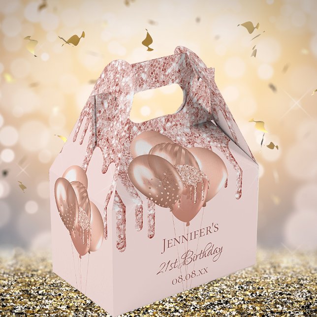 Caja Para Regalos Globos rosados de oro rosa de cumpleaños (Subido por el creador)