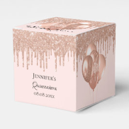 Caja Para Regalos Globos rosados de oro rosa de Quinceanera