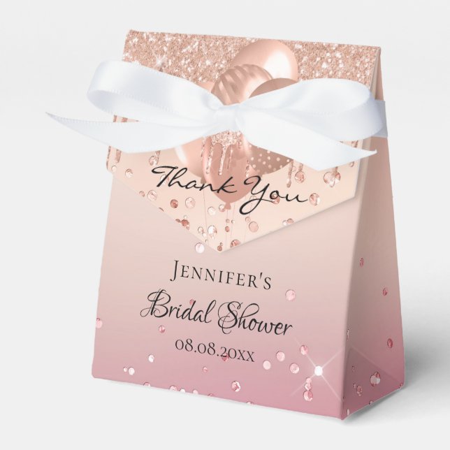 Caja Para Regalos Globos rosados de oro rosa para despedida de solte (Front Side)