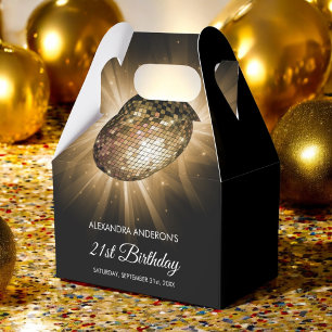 Caja Para Regalos Gold 21st Birthday Fiesta Gold Disco Ball