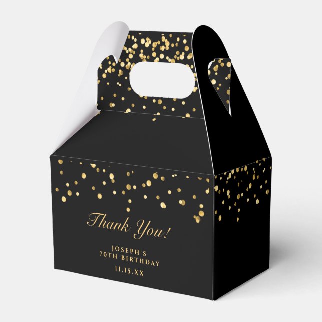 Caja Para Regalos Gold & Black Luxury Gracias a la fiesta de cumplea (Reverso)