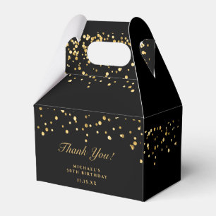 Caja Para Regalos Gold & Black Luxury Gracias a tu fiesta de cumplea
