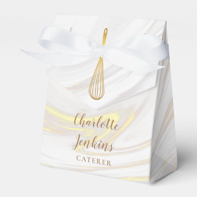 Caja Para Regalos Gold Caterer Bakery Patisserie Marble Swirls Regal (Front Side)