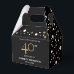 Caja Para Regalos Gold Confetti Black 40th cumpleaños Favor Box<br><div class="desc">Celebra un cumpleaños histórico con estilo con nuestra caja de favores de oro negro 40 cumpleaños! Esta moda y el diseño clásico presentan una sofisticada combinación de confetti dorado, negro y blanco, lo que le da un tono perfecto para una fabulosa celebración de 40 años. Personalice y personalizar esta caja...</div>
