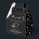 Caja Para Regalos Gold Confetti Black 40th cumpleaños Favor Box<br><div class="desc">Celebra un cumpleaños histórico con estilo con nuestra caja de favores de oro negro 40 cumpleaños! Esta moda y el diseño clásico presentan una sofisticada combinación de confetti dorado, negro y blanco, lo que le da un tono perfecto para una fabulosa celebración de 40 años. Personalice y personalizar esta caja...</div>