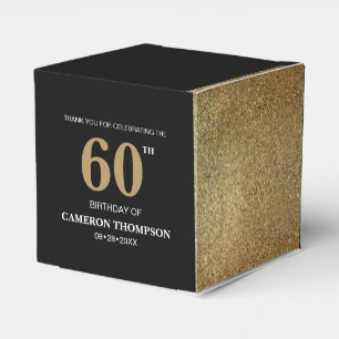 Caja Para Regalos Gold Confetti Black 60 cumpleaños Favor Box