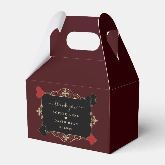 Caja Para Regalos Gold Deep Burgundy Casino Vegas Wedding (Front Side)