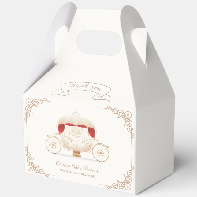 Caja Para Regalos Gold Elegant Fairy Carriage Baby Shower Thank You (Anverso)