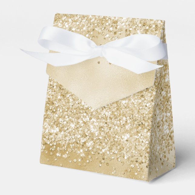 Caja Para Regalos Gold Glitzy Purpurina Favor Box (Front Side)