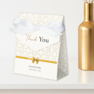 Caja Para Regalos Gold & Ivory Art Deco Pattern with Bow Wedding