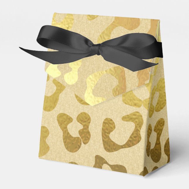 Caja Para Regalos Gold Leopard Print Gift Favor Box (Front Side)
