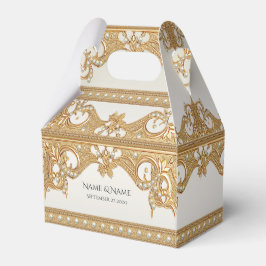 Caja Para Regalos Gold Ornate White Pearls Favor Box