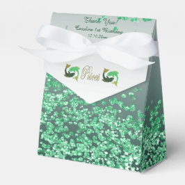 Caja Para Regalos Gold Pisces y Green Purpurina Cumpleaños