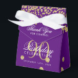 Caja Para Regalos Gold Purple 90th Birthday Gracias Confetti<br><div class="desc">Elegante "Gracias" 90 cumpleaños Purpurina de la Faux de oro Confetti Purple diseño.</div>
