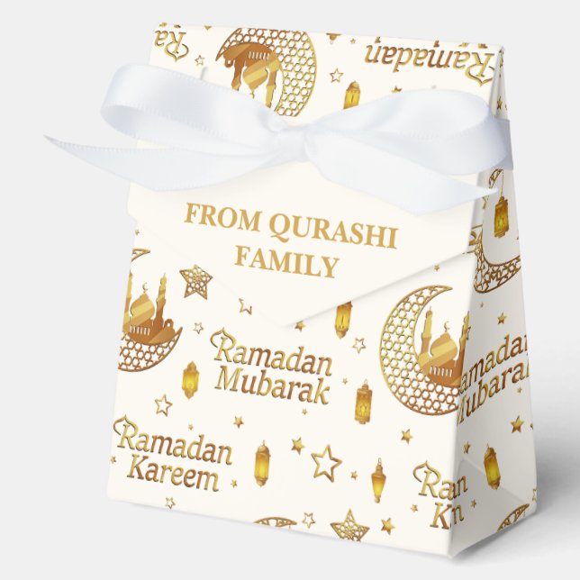 Caja Para Regalos Gold Ramadan Mubarak Pattern with Custom Name (Anverso)