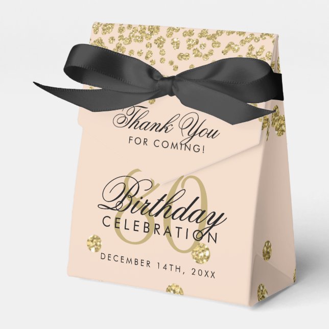 Caja Para Regalos Gold Rubor Pink 80th Birthday Gracias Confetti (Front Side)