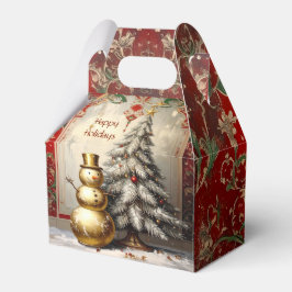 Caja Para Regalos Gold Snowman Christmas Tree Holiday Favor Box