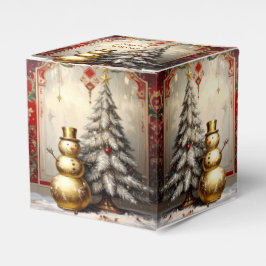 Caja Para Regalos Gold Snowman Christmas Tree Holiday Favor Box