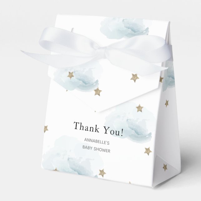 Caja Para Regalos Gold Stars & Clouds Baby Shower Gift Box (Front Side)