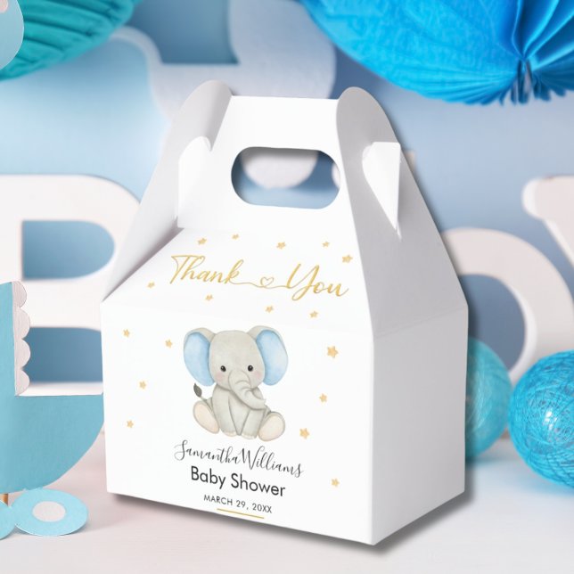 Caja Para Regalos Gold Stars Elephant Baby Shower FavBox (Subido por el creador)