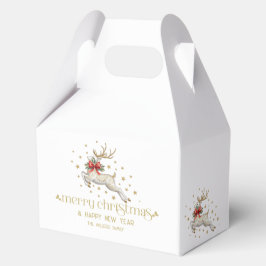Caja Para Regalos Gold White Christmas Reindeer