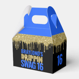 Caja Para Regalos Gold y Blue Drippin Swag 16 Cumpleaños