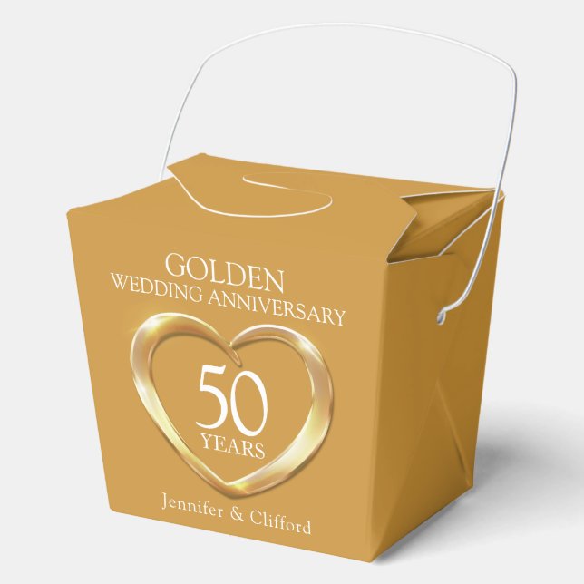 Caja Para Regalos Golden heart 50th wedding anniversary custom names (Anverso)