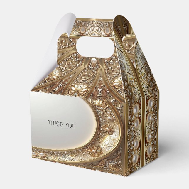 Caja Para Regalos Golden Ornate Favor Box (Reverso)